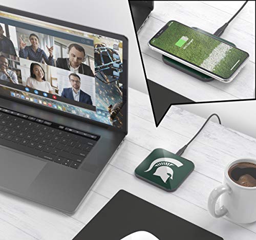 NCAA Michigan State Spartans Wireless Charging Pad, White - 757 Sports Collectibles