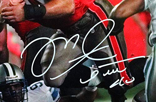 Mike Alstott Autographed Bucs Running Over Players 16x20 HM Photo-Beckett W Wte - 757 Sports Collectibles