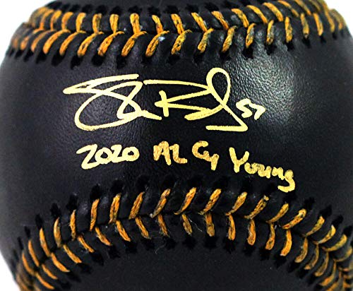 Shane Bieber Autographed Rawlings OML Black Baseball w/Insc - Beckett W Auth Gold - 757 Sports Collectibles