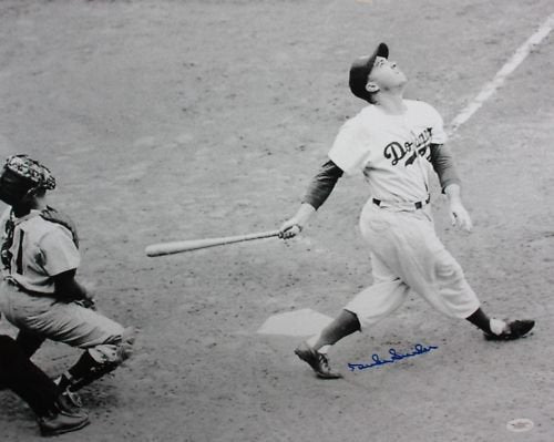 Duke Snider Autographed 16x20 BW Swinging Photo- JSA Authenticated