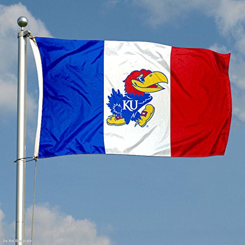College Flags & Banners Co. Kansas Jayhawks 3 Panel Flag - 757 Sports Collectibles