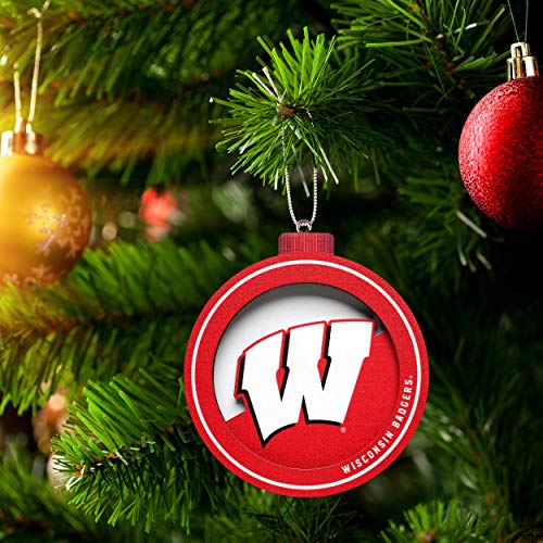 YouTheFan NCAA Wisconsin Badgers 3D Logo Series Ornament, team colors - 757 Sports Collectibles