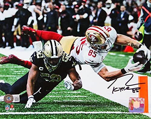 George Kittle Autographed San Francisco 49ers 8x10 Diving Catch Vs Saints Photo- Beckett W Hologram Black - 757 Sports Collectibles