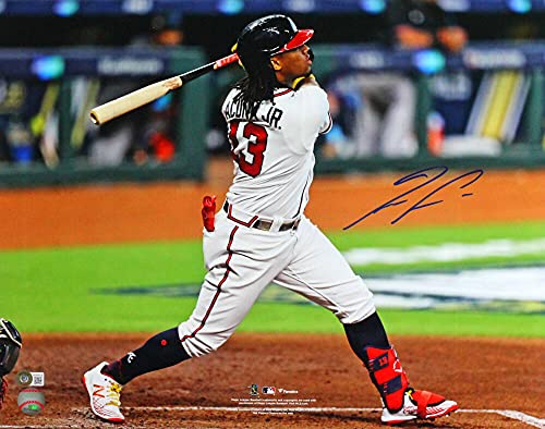 Ronald Acuna Autographed Atlanta Braves Batting w/Long Hair 16x20 Photo- Beckett W Blue - 757 Sports Collectibles