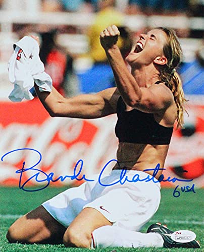 Brandi Chastain Autographed Team USA 8x10 Victory Photo- JSA W Blue - 757 Sports Collectibles