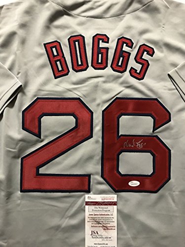 Autographed/Signed Wade Boggs Boston Grey Baseball Jersey JSA COA