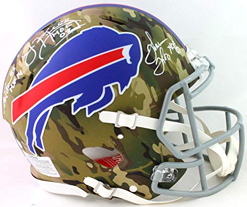 Kelly/Reed/Thomas Autographed Buffalo Bills F/S Camo Authentic Helmet w/HOF - JSA W White - 757 Sports Collectibles