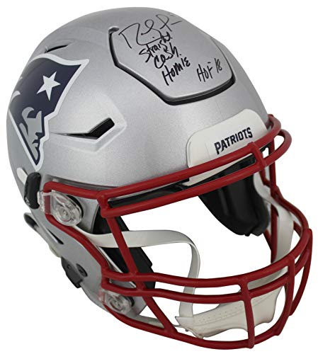 Patriots Randy Moss"SCH HOF 18" Signed Speed Flex Full Size Helmet BAS Witness - 757 Sports Collectibles