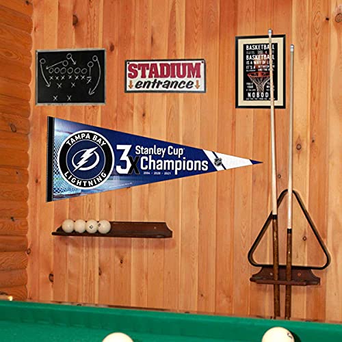 WinCraft Tampa Bay Lightning 3 Time Cup Champions Pennant Banner Flag - 757 Sports Collectibles