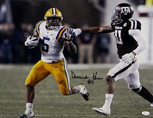 Derrius Guice Autographed LSU Tigers 16x20 vs Texas AM- JSA W Auth Black