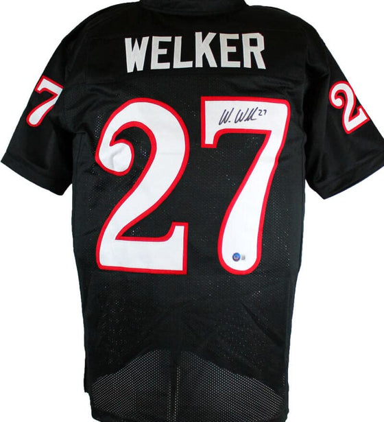 Wes Welker Autographed Black College Style Jersey-Beckett W Hologram Black - 757 Sports Collectibles