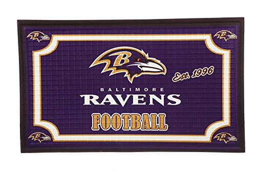 Team Sports America NFL Baltimore Ravens Embossed Outdoor-Safe Mat - 30" W x 18" H Durable Non Slip Floormat for Football Fans - 757 Sports Collectibles