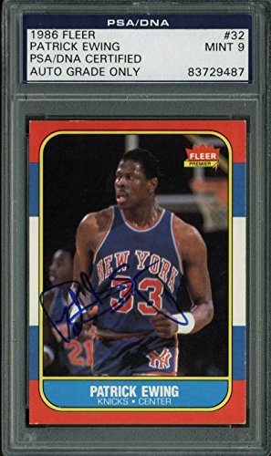 Knicks Patrick Ewing Signed Card 1986 Fleer Rc #32 Auto Graded 9 PSA/DNA Slabbed - 757 Sports Collectibles