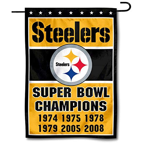 WinCraft Pittsburgh Steelers 6 Time Super Bowl Champions Double Sided Garden Flag - 757 Sports Collectibles