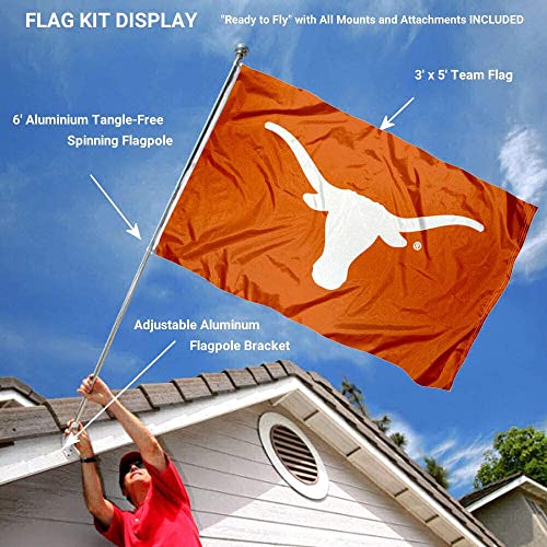 University of Texas Bevo Flag and Pole Bracket Mount Bundle - 757 Sports Collectibles