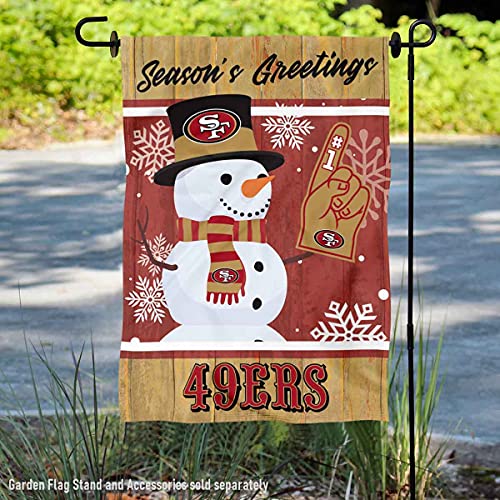 San Francisco 49ers Holiday Winter Snow Garden Flag Double Sided Banner - 757 Sports Collectibles