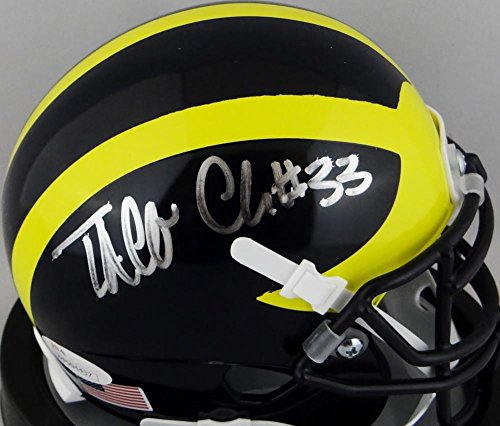 Taco Charlton Autographed Michigan Schutt Mini Helmet- JSA W Auth Silver - 757 Sports Collectibles