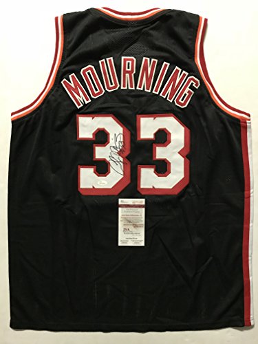 Autographed/Signed Alonzo Mourning Miami Black Basketball Jersey JSA COA - 757 Sports Collectibles
