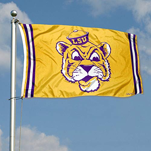 College Flags & Banners Co. Louisiana State LSU Tigers Vintage Retro Throwback 3x5 Banner Flag - 757 Sports Collectibles