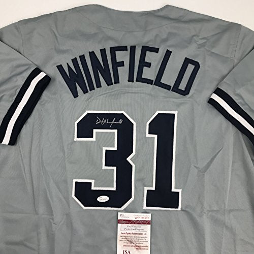 Autographed/Signed Dave Winfield New York Grey Baseball Jersey JSA COA