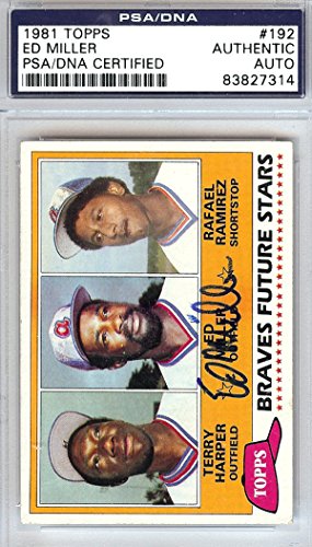 Ed Miller Autographed 1981 Topps Rookie Card #192 Braves PSA/DNA #83827314