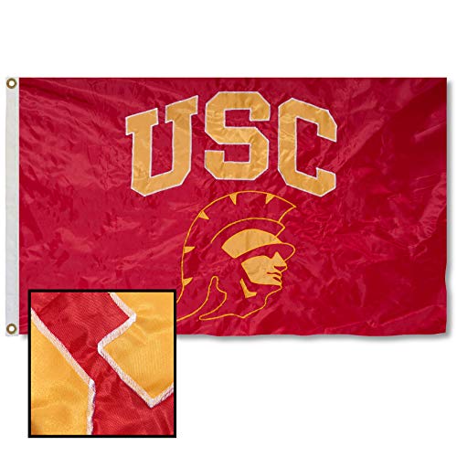 College Flags & Banners Co. USC Trojans Trojan Head Embroidered and Stitched Nylon Flag - 757 Sports Collectibles