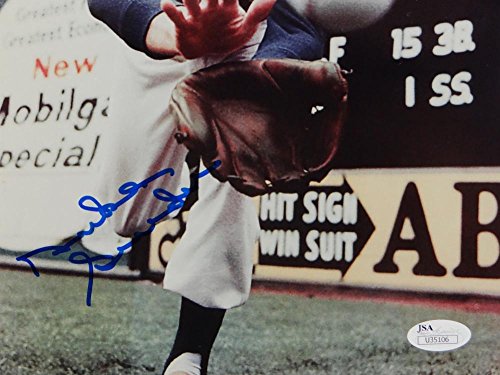 Duke Snider Autographed Dodgers 8x10 Close Up Catching Photo- JSA Auth Blue - 757 Sports Collectibles