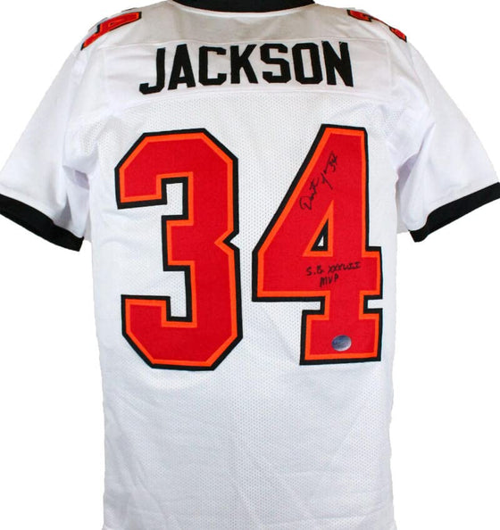 Dexter Jackson Autographed White Pro Style Jersey w/SB MVP-Prova Auth Black - 757 Sports Collectibles