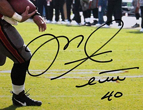 Mike Alstott Autographed Bucs Running Vs 49ers 16x20 HM Photo- Beckett W Black - 757 Sports Collectibles