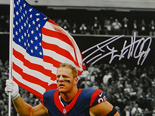 JJ Watt Autographed Houston Texans 8x10 Spotlight Flag PF. Photo- JSA W Auth - 757 Sports Collectibles