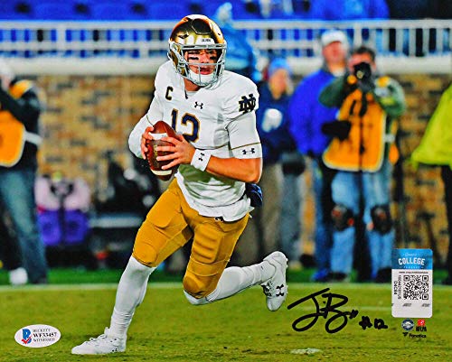 Ian Book Autographed Notre Dame Running w/Ball 8x10 FP Photo- Beckett W Black - 757 Sports Collectibles