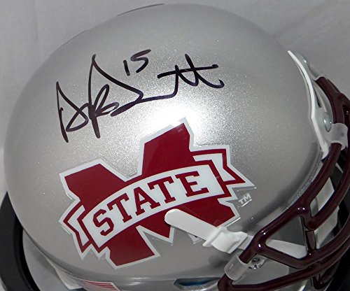 Dak Prescott Autographed Mississippi State Silver Mini Helmet- JSA W Auth Black - 757 Sports Collectibles