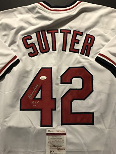 Autographed/Signed Bruce Sutter"HOF 06" St. Louis White Baseball Jersey JSA COA