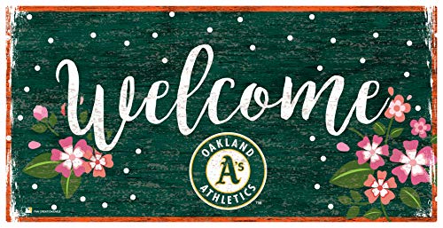 Fan Creations MLB Oakland Athletics Unisex Oakland Athletics Welcome Floral Sign, Team Color, 6 x 12 - 757 Sports Collectibles