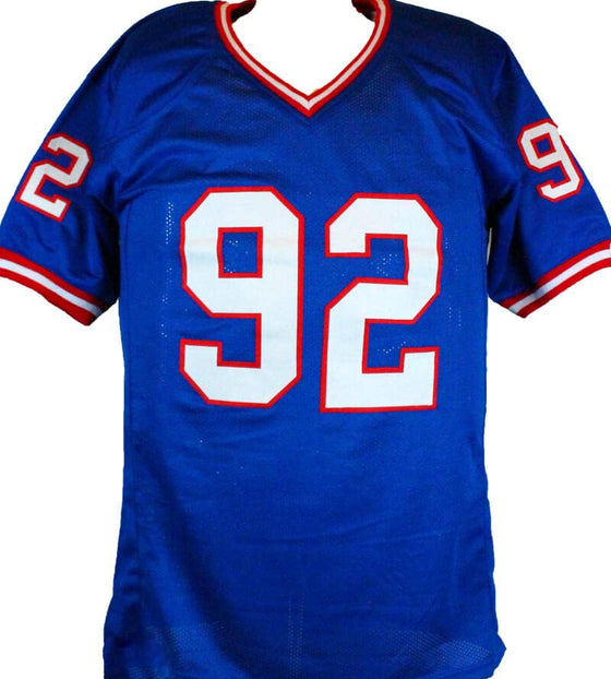 Michael Strahan Autographed Blue TB Pro Style Jersey-Beckett W Hologram Black - 757 Sports Collectibles