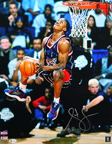 Steve Francis Signed Rockets 16x20 FP Photo Backward Dunk- Beckett Witness Silver - 757 Sports Collectibles