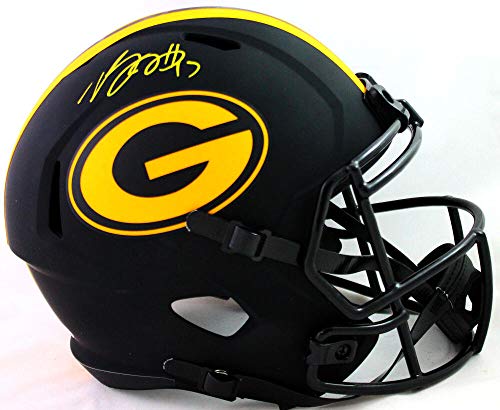 Davante Adams Autographed Packers F/S Eclipse Speed Helmet- Beckett Witnessed Yellow - 757 Sports Collectibles