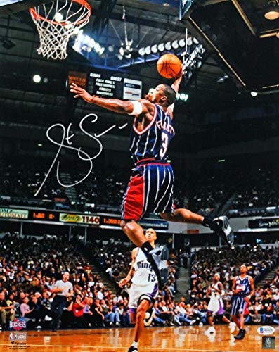 Steve Francis Signed Rockets 16x20 FP Photo Dunking vs Kings- Beckett Witness - 757 Sports Collectibles