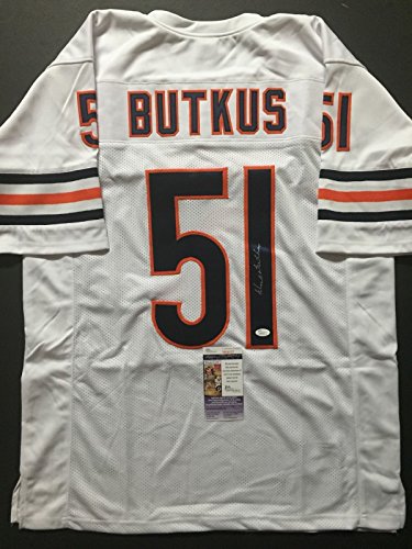 Autographed/Signed Dick Butkus Chicago White Football Jersey JSA COA - 757 Sports Collectibles