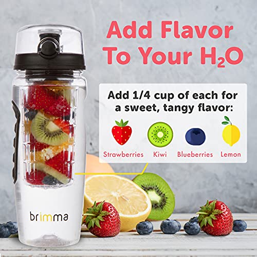 Brimma Fruit Infuser Water Bottle - 32 oz Large, Leakproof Plastic Fruit Infusion Water Bottle for Gym, Camping, and Travel - 757 Sports Collectibles