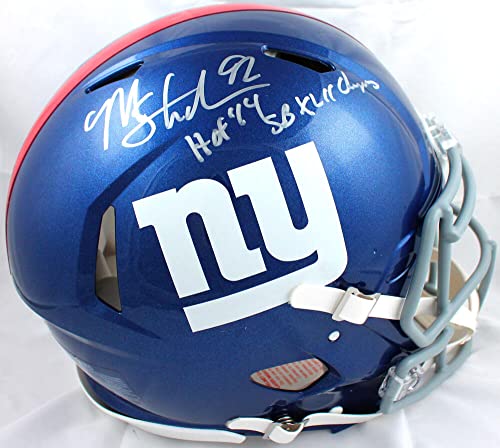 Michael Strahan Signed NY Giants F/S Speed Authentic Helmet w/HOF SB Champs-Beckett W Hologram Silver - 757 Sports Collectibles