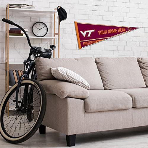 Rico Industries NCAA Virginia Tech Hokies Personalized - Custom 12" x 30" Soft Felt Pennant - EZ to Hang - 757 Sports Collectibles