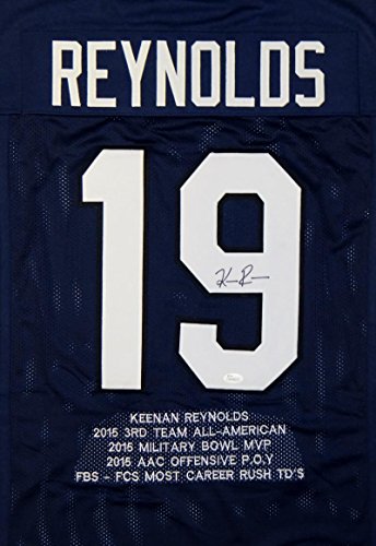 Keenan Reynolds Autographed Navy Blue College Style Stat Jersey- JSA W Auth - 757 Sports Collectibles