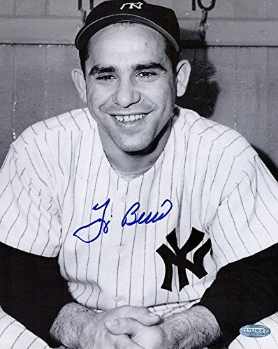 Yogi Berra Autographed/Signed New York Yankees Black and White 8x10 Photo - Hands Folded - 757 Sports Collectibles