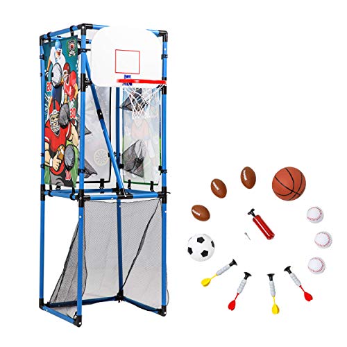 Sport Squad 5-in-1 Multi-Sport Toss Game Set - Play Football, Baseball, Basketball, Soccer, and Darts - Perfect Gift for Kids Birthday Parties - Lightweight and Portable - 757 Sports Collectibles