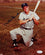 Duke Snider Autographed Dodgers 8x10 Kneeling Holding Bat Photo- JSA Auth Blue