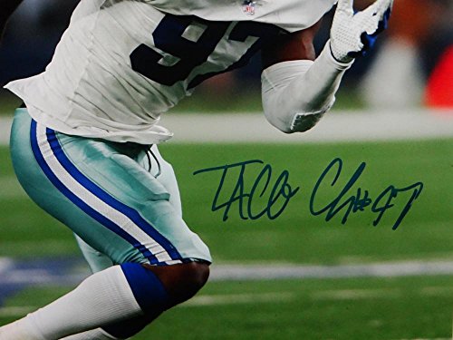 Taco Charlton Autographed Cowboys 8x10 Rushing PF Photo- JSA W Auth Blue - 757 Sports Collectibles