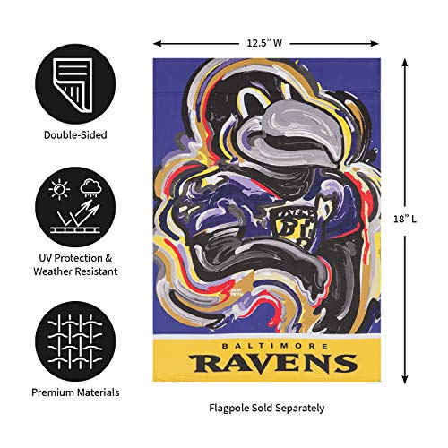 Team Sports America Baltimore Ravens Suede Garden Flag 12.5 x 18 Inches Justin Patten - 757 Sports Collectibles