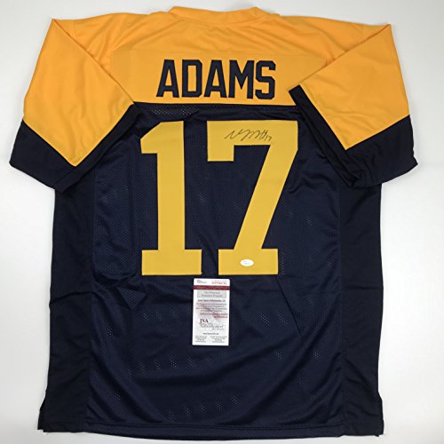 Autographed/Signed Davante Adams Green Bay Retro Blue Football Jersey JSA COA - 757 Sports Collectibles