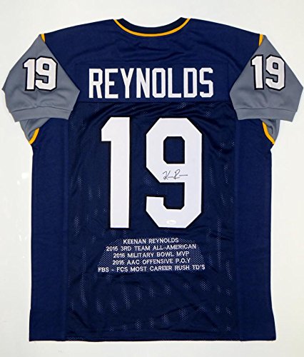 Keenan Reynolds Autographed Navy Blue College Style Stat Jersey- JSA W Auth